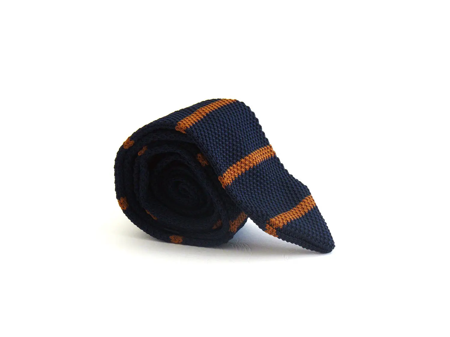 Cravate tricot bleue et orange, seconde vue – Arte Del Fai