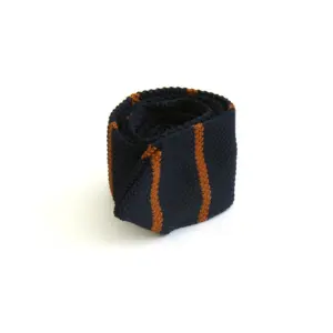 Cravate tricot bleue et orange, seconde vue – Arte Del Fai