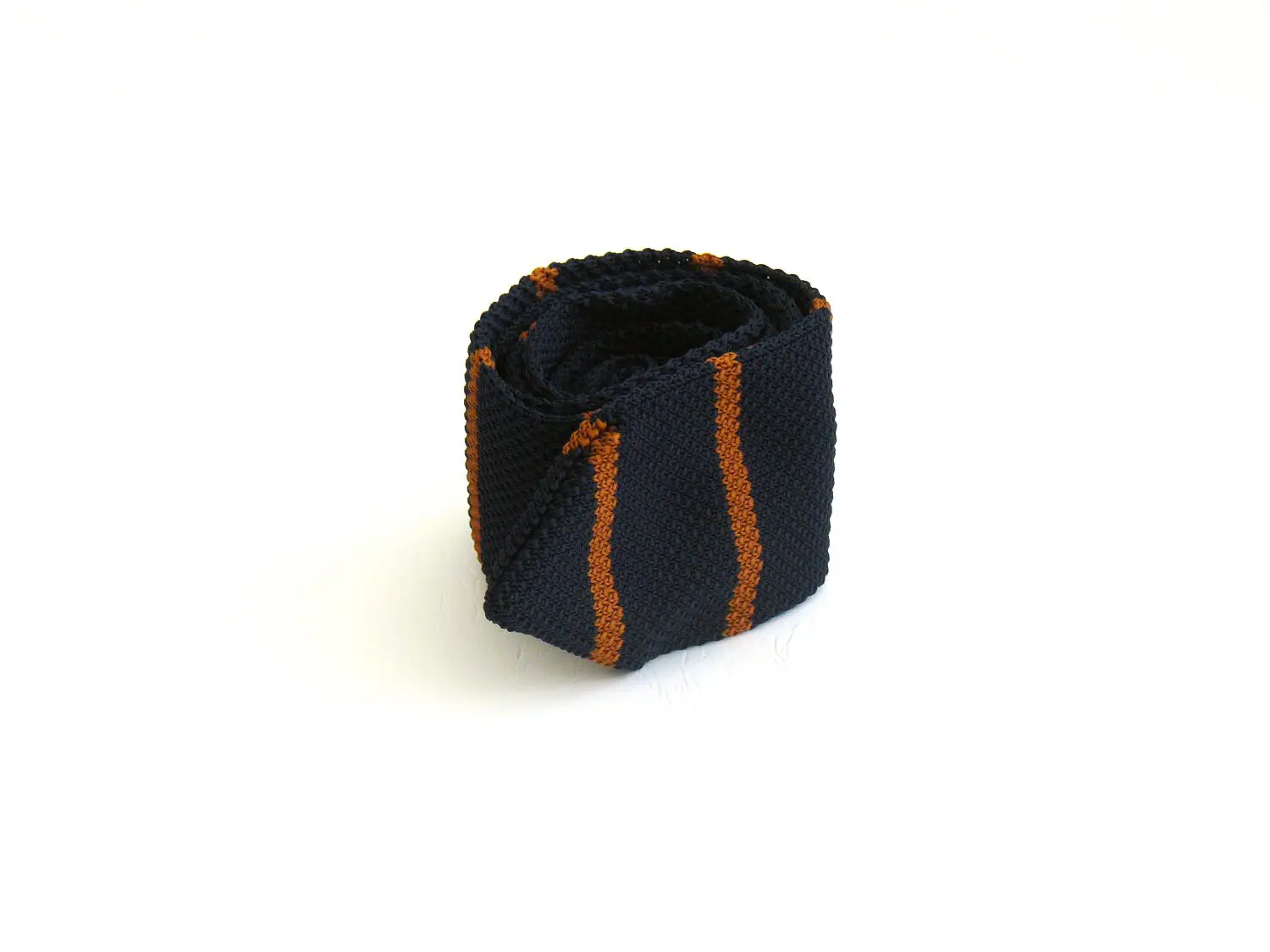 Cravate tricot bleue et orange, seconde vue – Arte Del Fai